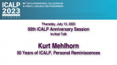 thumbnail of medium ICALP 2023 - 50th ICALP Anniversary Session - Invited Talk - Kurt Mehlhorm